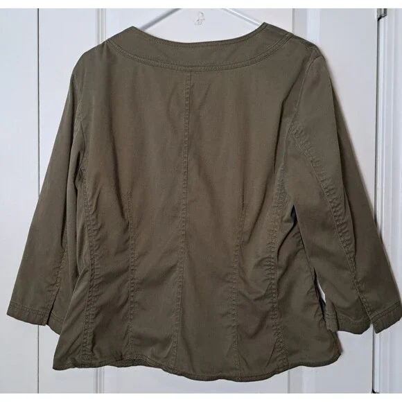 J Jill Jacket Size 14 Lightweight Stretch Olive Green Elevated Casual Chic - Picture 3 of 8